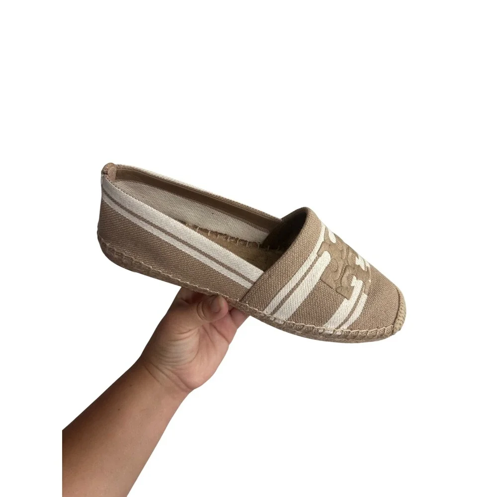 Tory Burch Espadrilles‎ Logo Canvas Slip On Loafers Casual Shoes